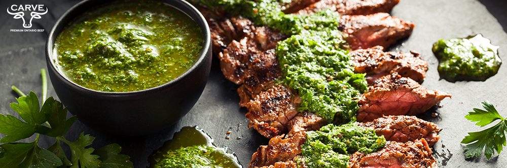 Carve Beef Coffee Rubbed Teres Major with Chimichurri Sauce Recipe Photo