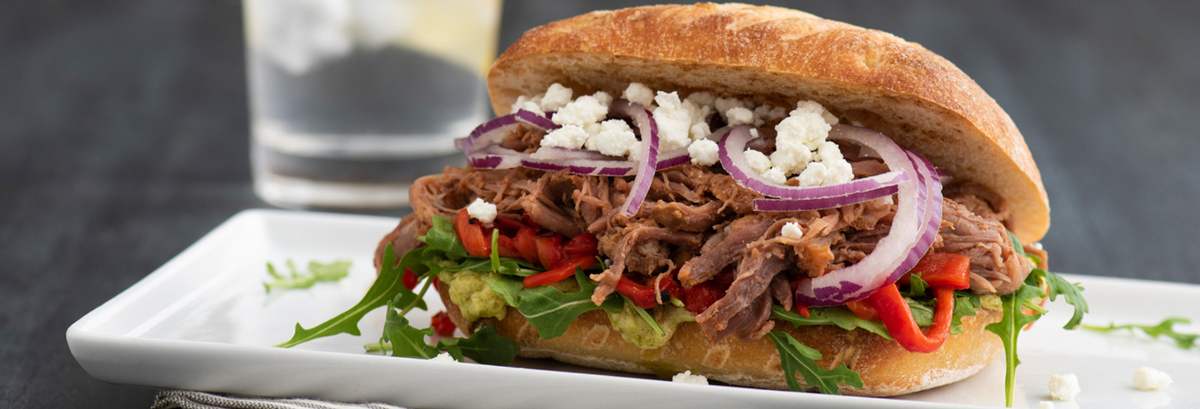 Italian Beef Sandwich with Goat Cheese and Red Peppers Recipe