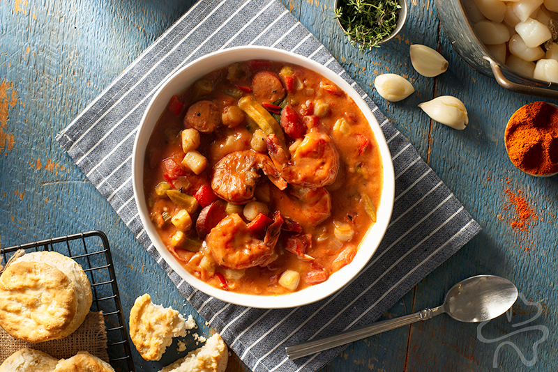 Scallop and Andouille Sausage Gumbo with Shrimp Photo