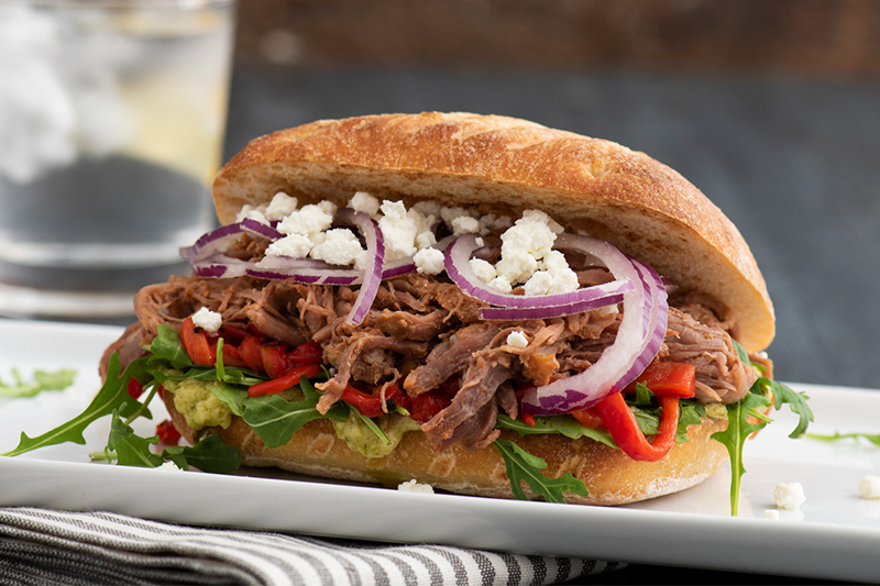 Italian Beef Sandwich with Goat Cheese and Roasted Red Peppers Recipe