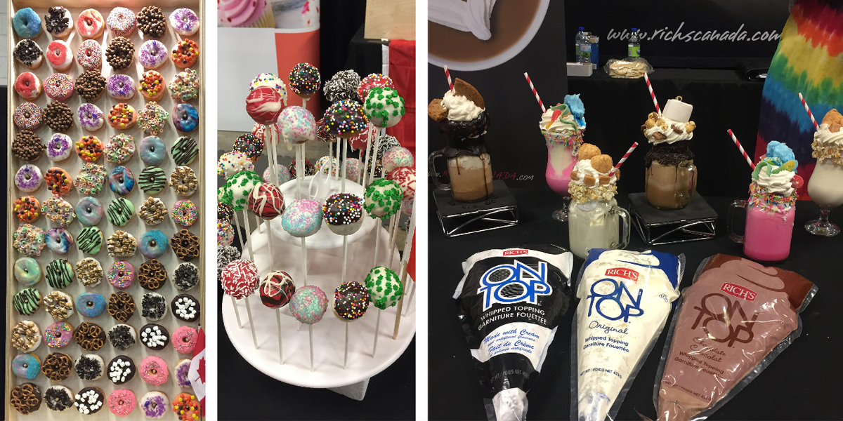 Maplehurst/Weston Bakeries doughnut wall and doughnut pops, Rich's Foodservice freakshakes