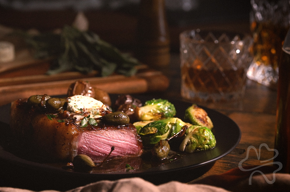Carve Seared Striploin with Whiskey Sage Butter