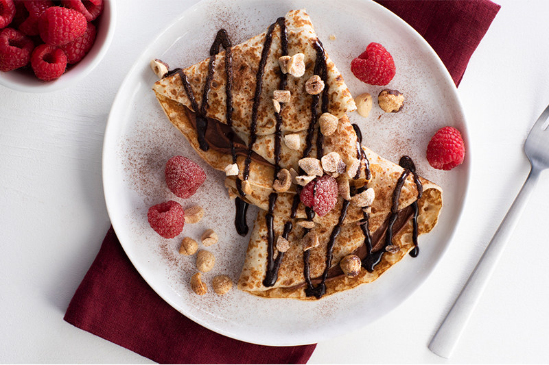 Chocolate Hazelnut Crepes with Raspberries Recipe