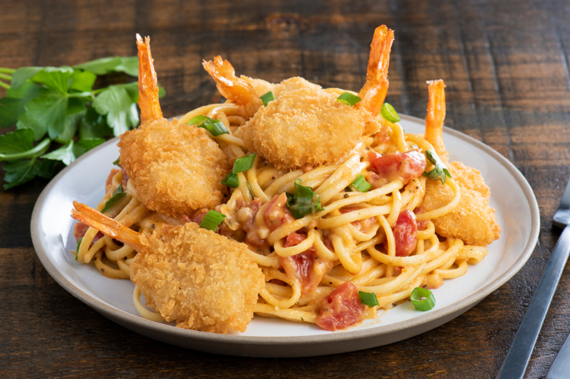 Creamy Linguine with Fried Shrimp Recipe